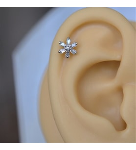 Gümüş Renk Cerrahi Çelik Çiçek Piercing Helix Lob Kıkırdak Tragus (Çok Renkli)