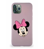 Apple iPhone 11 Pro Soft Premier Kapak Minnie Mouse-C Tasarımlı Silikon Kılıf - Pudra (Şeffaf)