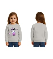 Unisex Kuromi Baskılı Çocuk Swaetshirt 3 İplik Şardonlu (Gri)