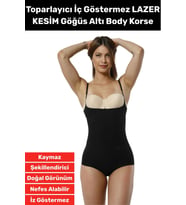 Özel Üretim İz İç Göstermez Kaymaz Sıkılaştırıcı Şekillendirici LAZER KESİM Gögüs Altı Body Korse (Siyah)