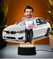 Doğum Günü Hediyesi,Sevgiliye Hediye, Kişiye Özel Fotoğraflı Bmw Tasarımlı Erkek Karikatür 3D Led Lamba (Beyaz)