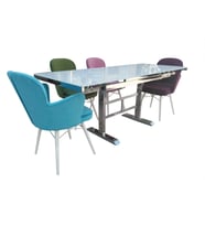 Masa 12584 X Metal nikelaj ayak Yan Açıl Temper cam Kelebek Dökme sünger sandalye (Beyaz)