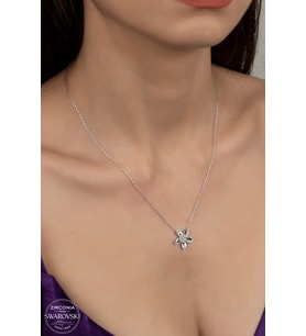 SWAROVSKİ CRYSTAL ÇİÇEK 925 AYAR GÜMÜŞ KOLYE