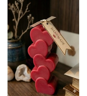 Mumelia Candles Kalp Kalbe Form - Doğal Soya Dekoratif Mum - Kırmızı