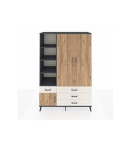 Hyperion Dolap 5 Raflı 4 Çekmeceli Tek Askılı 132x44x195 Antrasit-Çam/Aytaşı