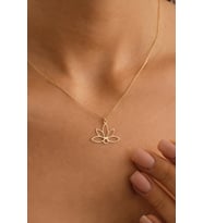 14 Ayar Altın Lotus Çiçeği Kolye (Sarı)