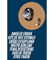 Mey İthalat® Akıllı Saat Yuvarlak Ekran Sesli Görüşme Özellikli Siyah Akıllı Unisex Kol Saati