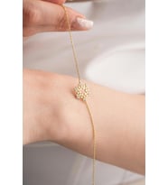 925 Ayar Gümüş Gold Kartanesi Tasarım Bileklik