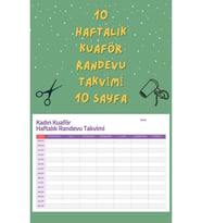 Kadın Kuaför Haftalık Randevu Takvimi 10 Hafta , A4 Boyut, 10 Sayfa.