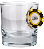 Poker Çip Tasarımlı Viski Bardağı, 300cc, Şeffaf Cam