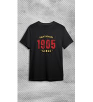 Since 1905 Baskılı Unisex Bisiklet Yaka Siyah T-shirt