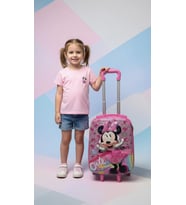 Karakterli Kız Çocuk Pembe Kabin Boy Çekçekli Valiz