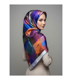 Trend Dijital Baskı Batik Dikdörtgen Desenli Royan Eşarp Desen 4 Renk 3
