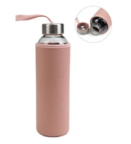 Deri Kılıflı 500Ml Cam Matara (Pembe)