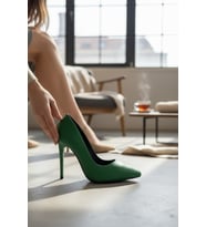 Enoch Kadın Sivri Burun İnce Yüksek Topuklu Klasik Stiletto (Yeşil)