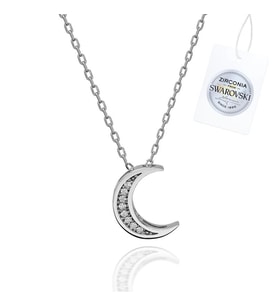 Swarovski Zirconia Taşlı Hilal Kolye