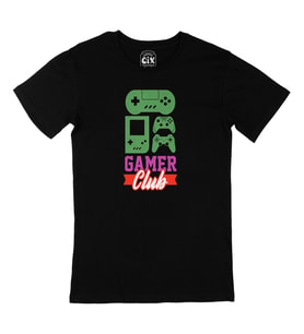 Pembe Gamer Club Siyah Tişört