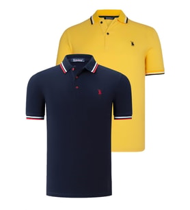 İKİLİ SET T8594 DEWBERRY ERKEK T-SHIRT-LACİVERT-SARI (Karışık)