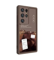 Galaxy S23 Ultra Kılıf Kamera Korumalı Baskılı Arka Yüzey Klas Kılıf (Koyu Kahverengi )