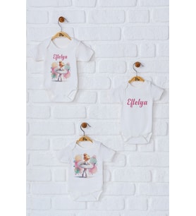 Pia Baby Premium %100 Pamuk İsme Özel Organik Baskılı Üçlü Set Çıtçıtlı Bebek Body Zıbın Modelleri 5044-18 (Ekru)