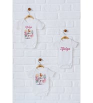 Pia Baby Premium %100 Pamuk İsme Özel Organik Baskılı Üçlü Set Çıtçıtlı Bebek Body Zıbın Modelleri 5044-18 (Ekru)