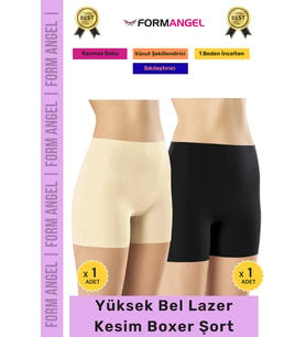 #Korse İz Göstermeyen Lazer Kesim Toparlayıcı Şekillendirici Rahat Yüksek Bel Boxer Korse 2'li Set