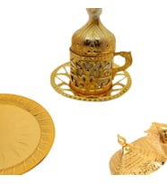 2 KİSİLİK GOLD SARMASIK MODEL FİNCAN TAKİMİ & 1 ADET SEKERLİK (Gold)