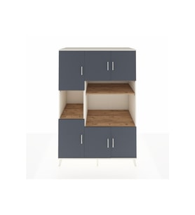 Kronos Dolap 9 Raflı 6 Kapaklı 132x59x195 Aytaşı-Antrasit/Çam
