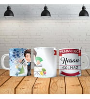Muhasebeci Erkek Kişiye Özel Baskılı Yeni Tasarım Kupa Bardak Özel Kutusunda