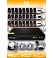 Elitcam 24 Kameralı Zebra 24 Dış Kamera Set 320 GB 5 MP Full HD Gece Görüşlü Güvenlik Kamerası Sistemi