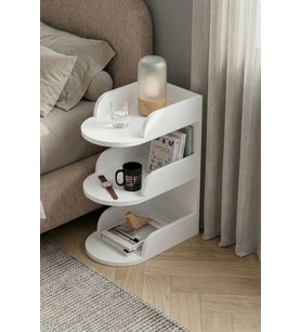 Komodin Modern Ahşap 3 Katlı Raflı Yan Sehpa Çok Amaçlı Organizer Kitaplık 180 Atlantik Çam