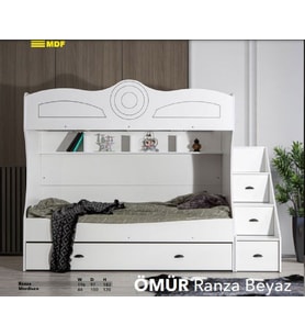 ÖMÜR MDF MERDİVENLİ 3 LÜ RANZA (Beyaz)