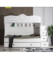ÖMÜR MDF MERDİVENLİ 3 LÜ RANZA (Beyaz)