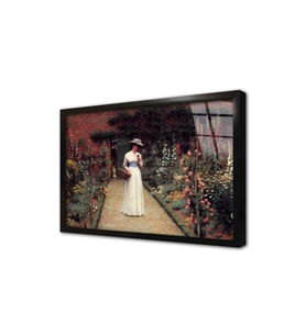 Bahçede Gezinen Kadın Frederic Leighton Çerçeveli Cam Tablo