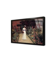 Bahçede Gezinen Kadın Frederic Leighton Çerçeveli Cam Tablo