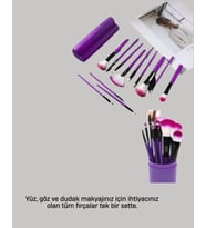 12’li Makyaj Fırça Seti Fondöten Allık Far Karıştırma İçin Tam Uyumlu