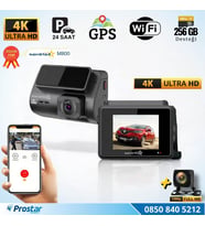 M800 Wifi + GPS 4K Çift Kameralı 170° Geniş Açı Lens Gece Görüşlü Akıllı Araç İçi Kamera + 1080P Arka Kamera