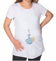 BK Gift Erkek Bebek Ayak İzi Tasarımlı Beyaz Hamile Tişört-2