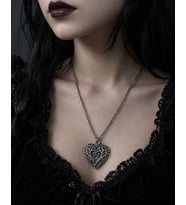 Gotik Kalp Desenli Metal Kolye Gümüş Renk Zincir Unisex Aksesuar