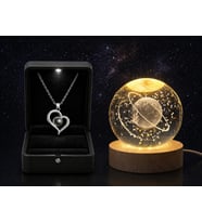 Zey Parıltı Sevgiliye Özel 100 Dilde Seni Seviyorum Kolye& Işıklı Kutu & 3D Galaksi Küre