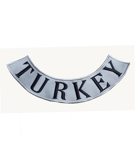 TURKEY Mont ve Yelek Yazısı Nakış İşleme Sırt İçin 12x 22 cm (Gri)