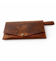 SD Heritage Long Wallet – Unisex Hakiki Deri El Yapımı Cüzdan (Taba-Leopar)