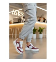 AYK'S Aper 049 G Beyaz-Bordo Unisex Spor Ayakkabı (Beyaz - Bordo)