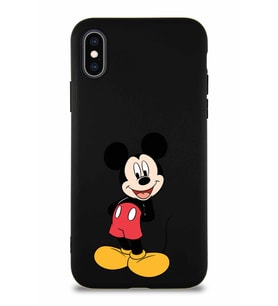 Apple iPhone X Soft Premier Kapak Mickey Mouse-B Tasarımlı Silikon Kılıf - Siyah (Şeffaf)