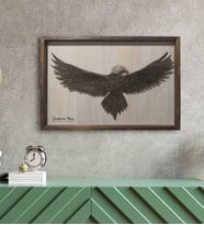 BK Gift Kişiye Özel Kartal Kabartma Figürlü Özel Yapım Ahşap Çerçeveli Tablo