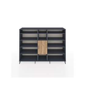 Hyperion Dolap 12 Raflı Tek Kapaklı  220x44x163 Antrasit-Çam/Antrasit