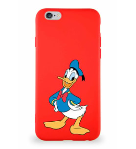 Apple iPhone 6S Soft Premier Kapak Donald Duck-C Tasarımlı Silikon Kılıf - Kırmızı (Şeffaf)