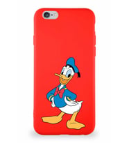 Apple iPhone 6S Soft Premier Kapak Donald Duck-C Tasarımlı Silikon Kılıf - Kırmızı (Şeffaf)
