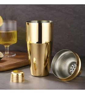Perlotus Çelik Gold Kaplama 700 ml Kokteyl Shaker Karıştırıcı (Altın)