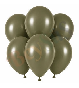 Zeytin Renk Lateks Retro Balon (30 cm) - 6 Adet